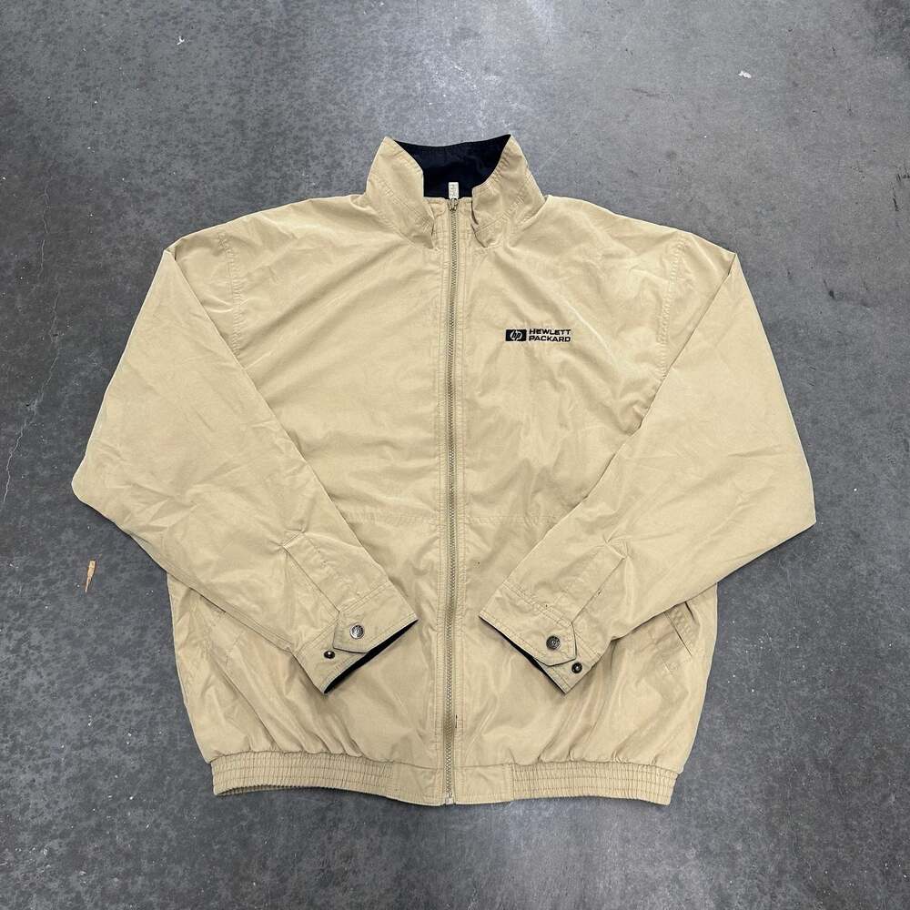 Gear For Sports HP Corporate Logo Embroidered Tan Full Zip Windbreaker Jacket XL